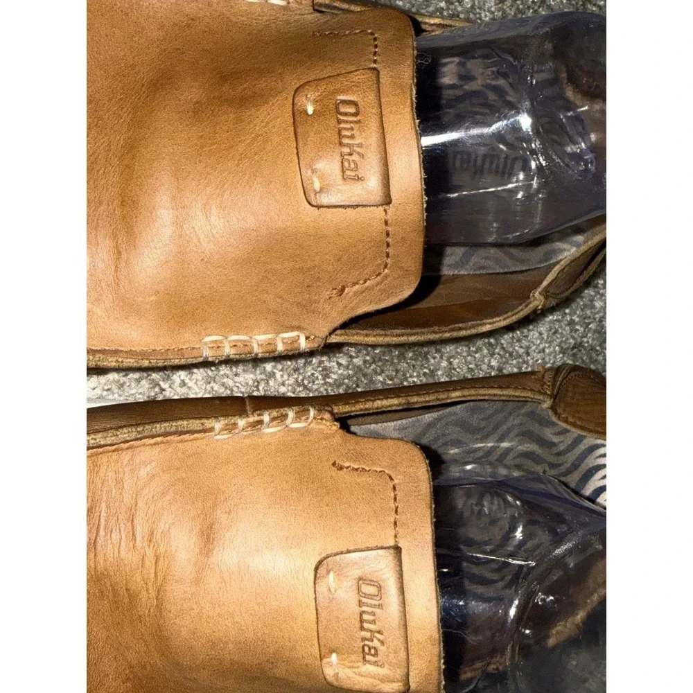 Men's Olukai Kakaha Leather Slip-on Shoes US Size Men's 12 Fox 10490-FXFX